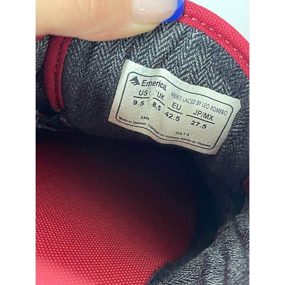 Emerica By Leo Romero Laced Low Top Skateboard Shoes Red Rouge Men's 9.5 w/ Box - Picture 4 of 11
